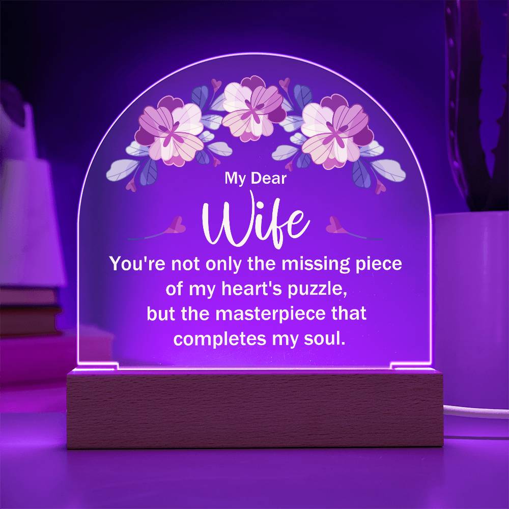 My Dear Wife My Heart's Puzzle Printed Acrylic Dome Plaque-Express Your Love Gifts