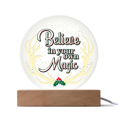 Believe Printed Circle Acrylic Plaque-Express Your Love Gifts