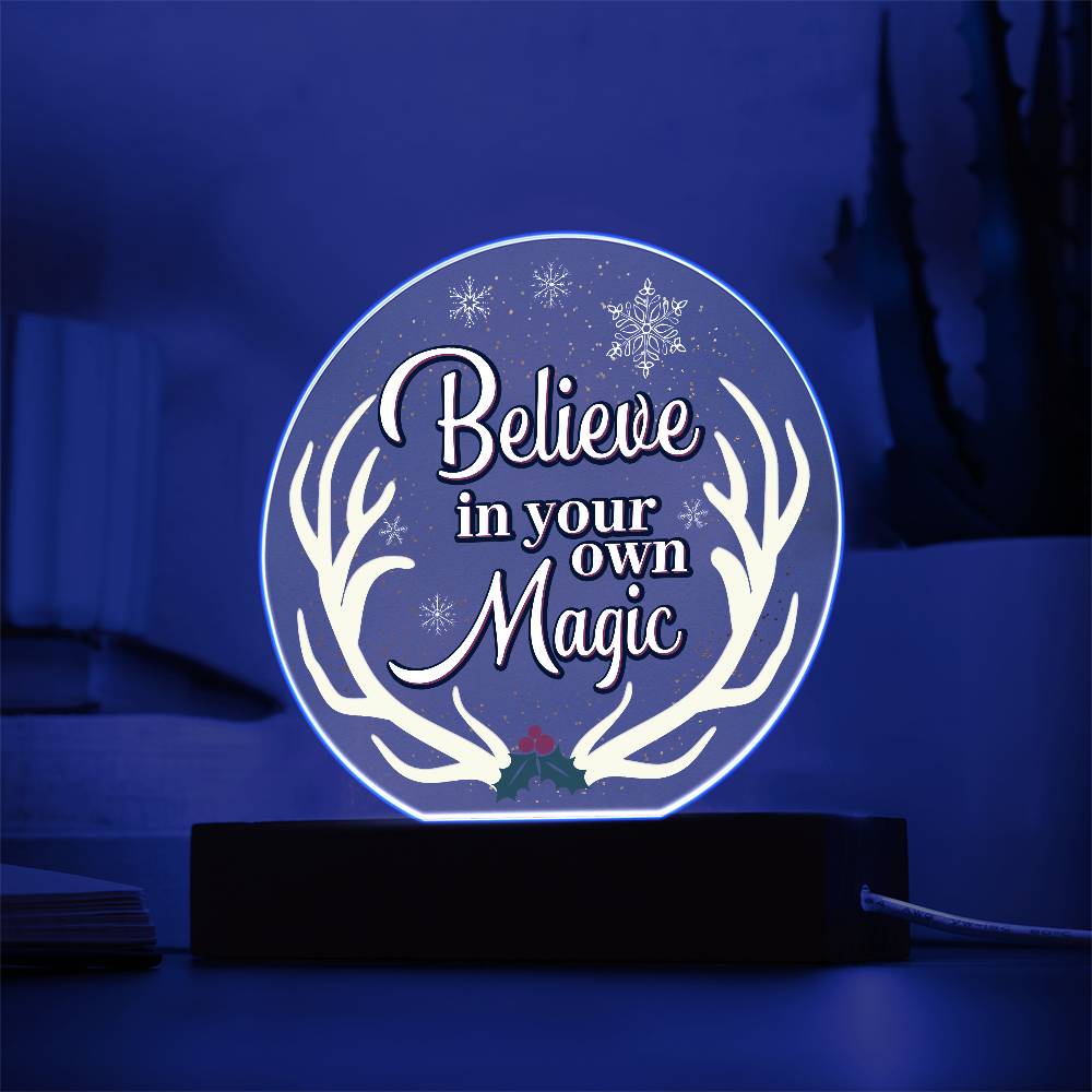 Believe Printed Circle Acrylic Plaque-Express Your Love Gifts