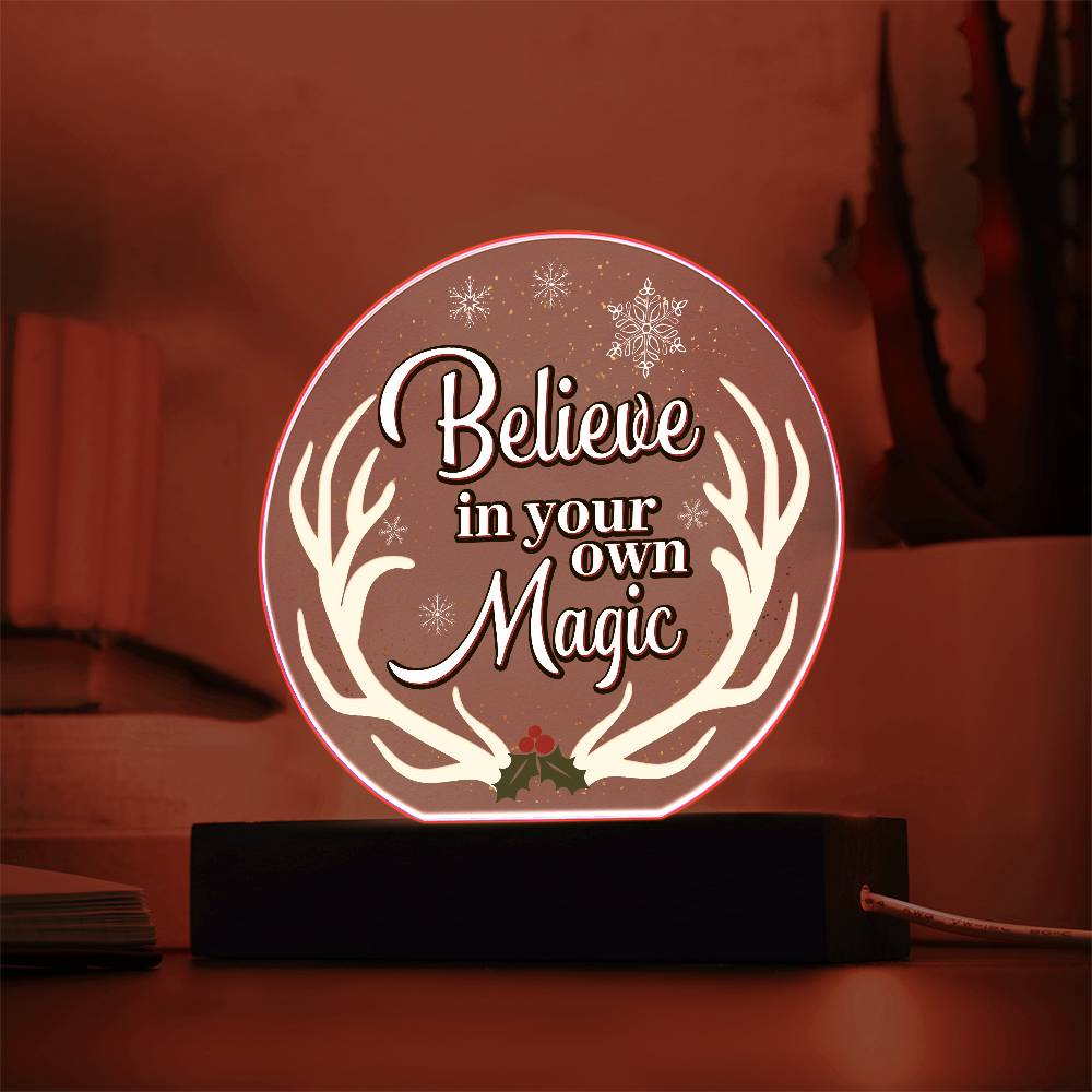 Believe Printed Circle Acrylic Plaque-Express Your Love Gifts