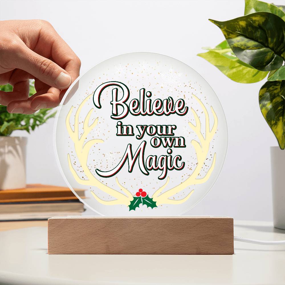 Believe Printed Circle Acrylic Plaque-Express Your Love Gifts