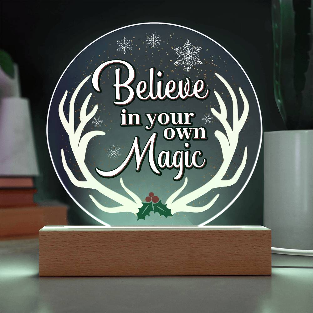 Believe Printed Circle Acrylic Plaque-Express Your Love Gifts