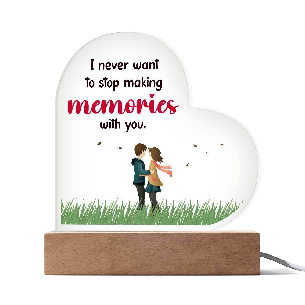 I Never Want to Stop Printed Heart Shaped Acrylic Plaque-Express Your Love Gifts