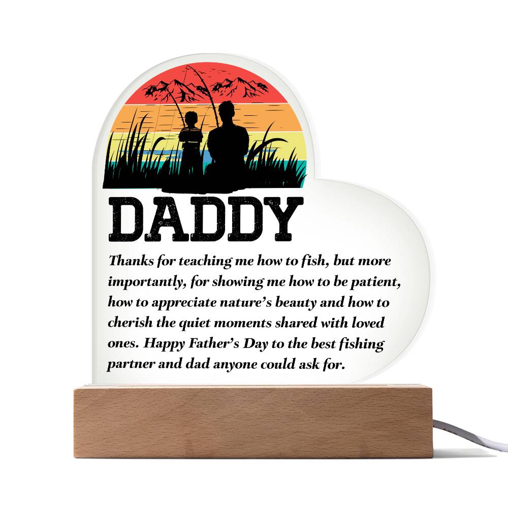 Fishing DadPrinted Heart Shaped Acrylic Plaque-Express Your Love Gifts