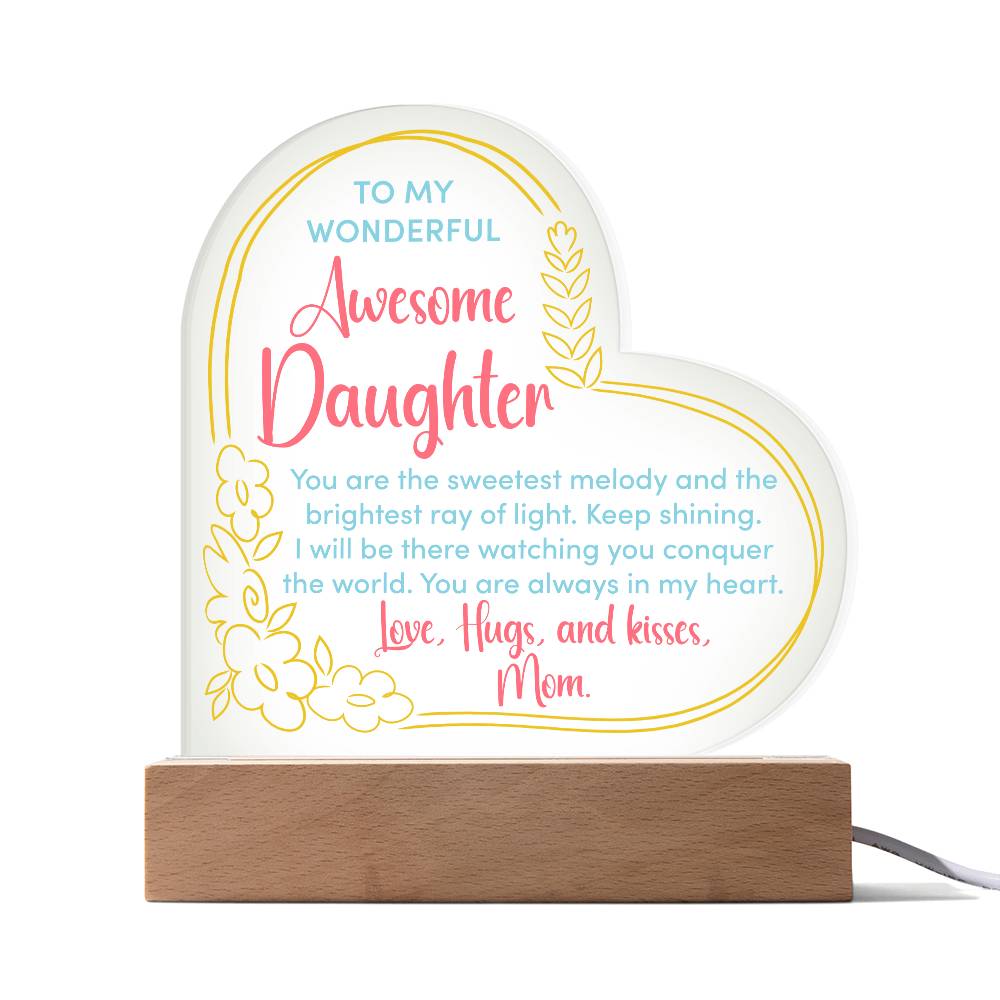 To My Wonderful DaughterPrinted Heart Shaped Acrylic Plaque-Express Your Love Gifts