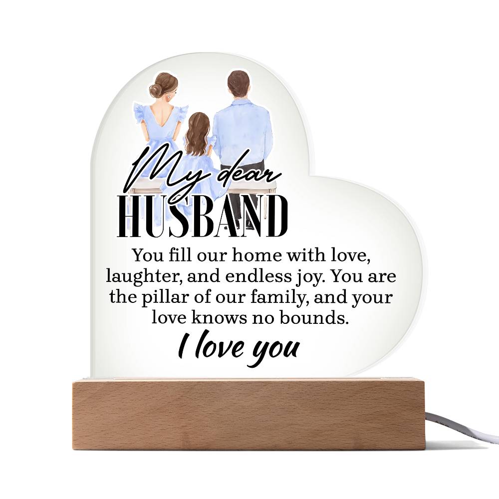 My Dear Husband Printed Heart Shaped Acrylic Plaque-Express Your Love Gifts