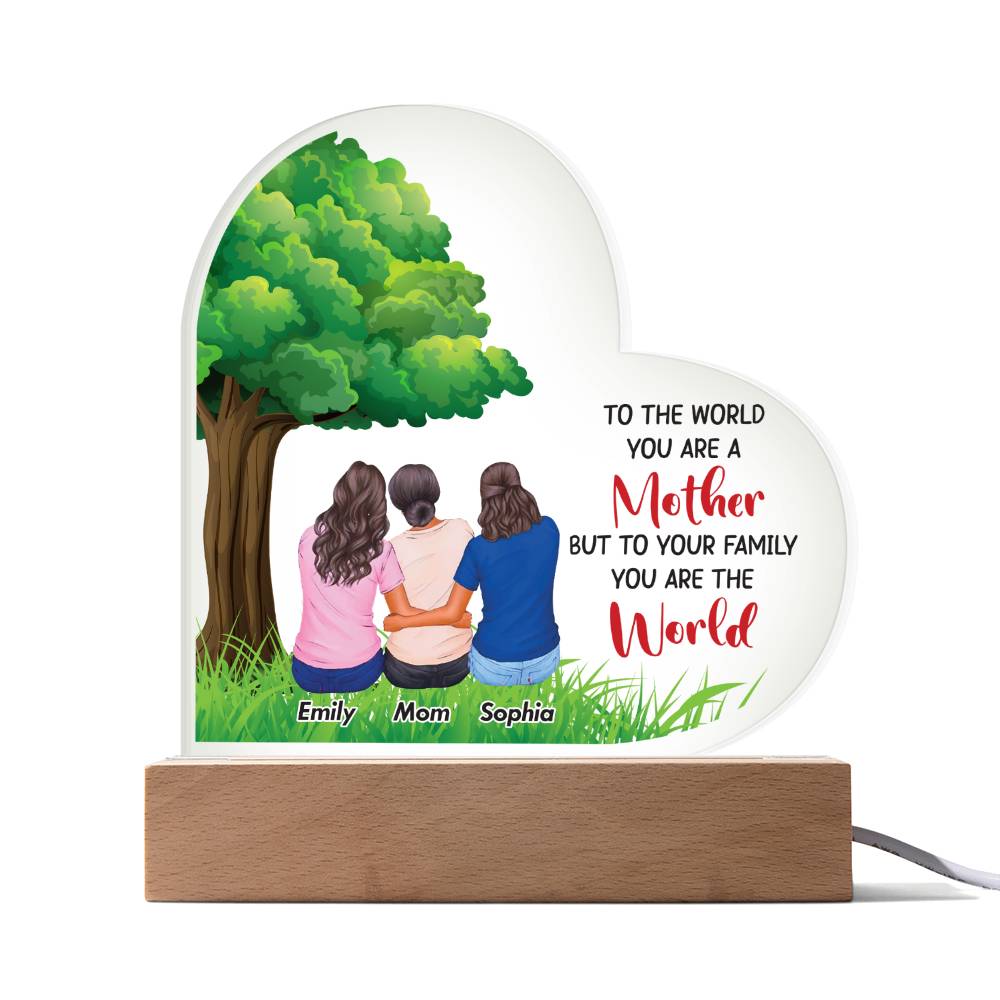 To the World You Are a Mother Printed Heart Shaped Acrylic Plaque-Express Your Love Gifts