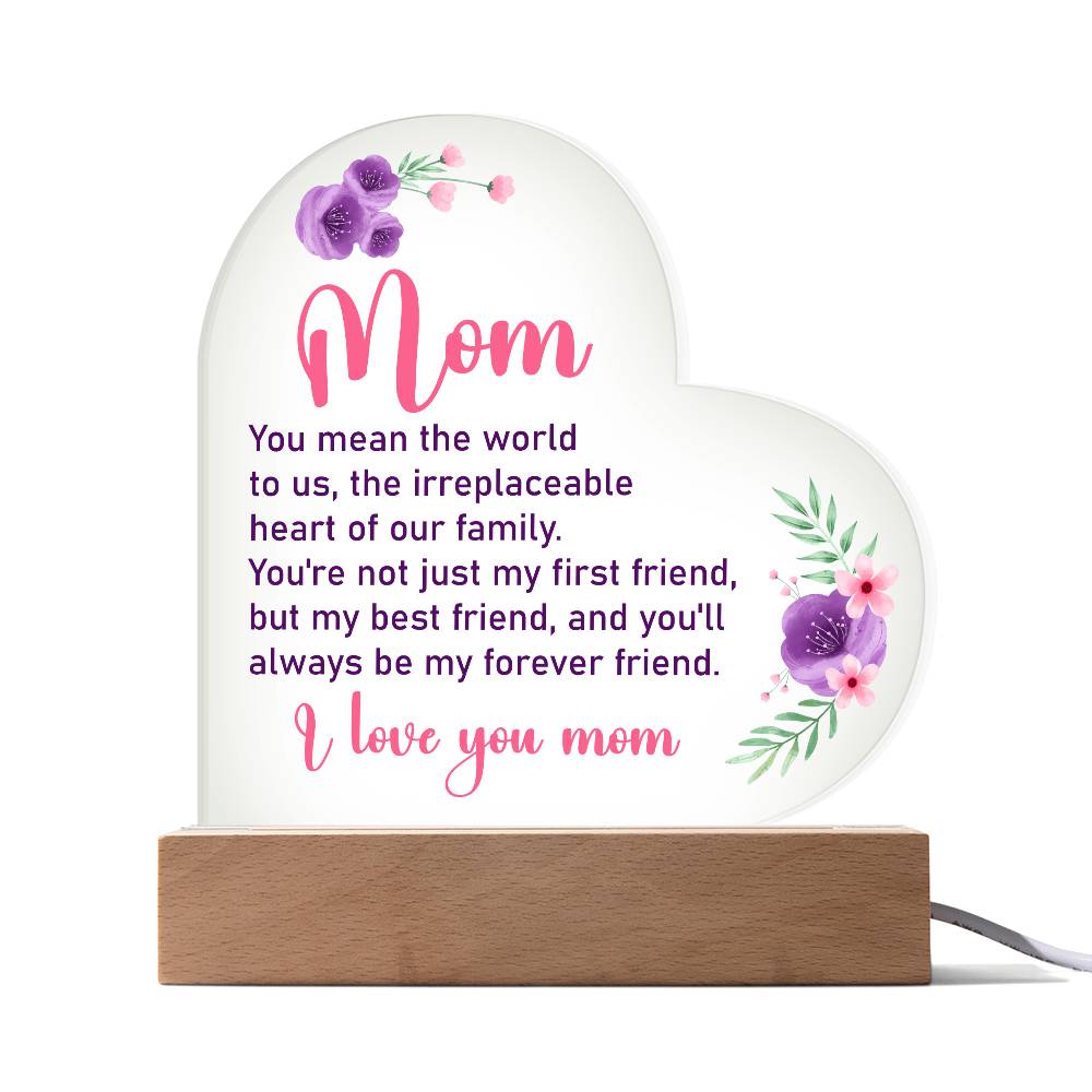 You Mean the World To UsPrinted Heart Shaped Acrylic Plaque-Express Your Love Gifts