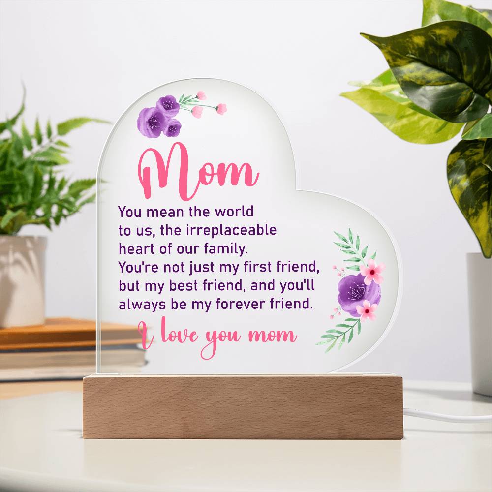 You Mean the World To UsPrinted Heart Shaped Acrylic Plaque-Express Your Love Gifts