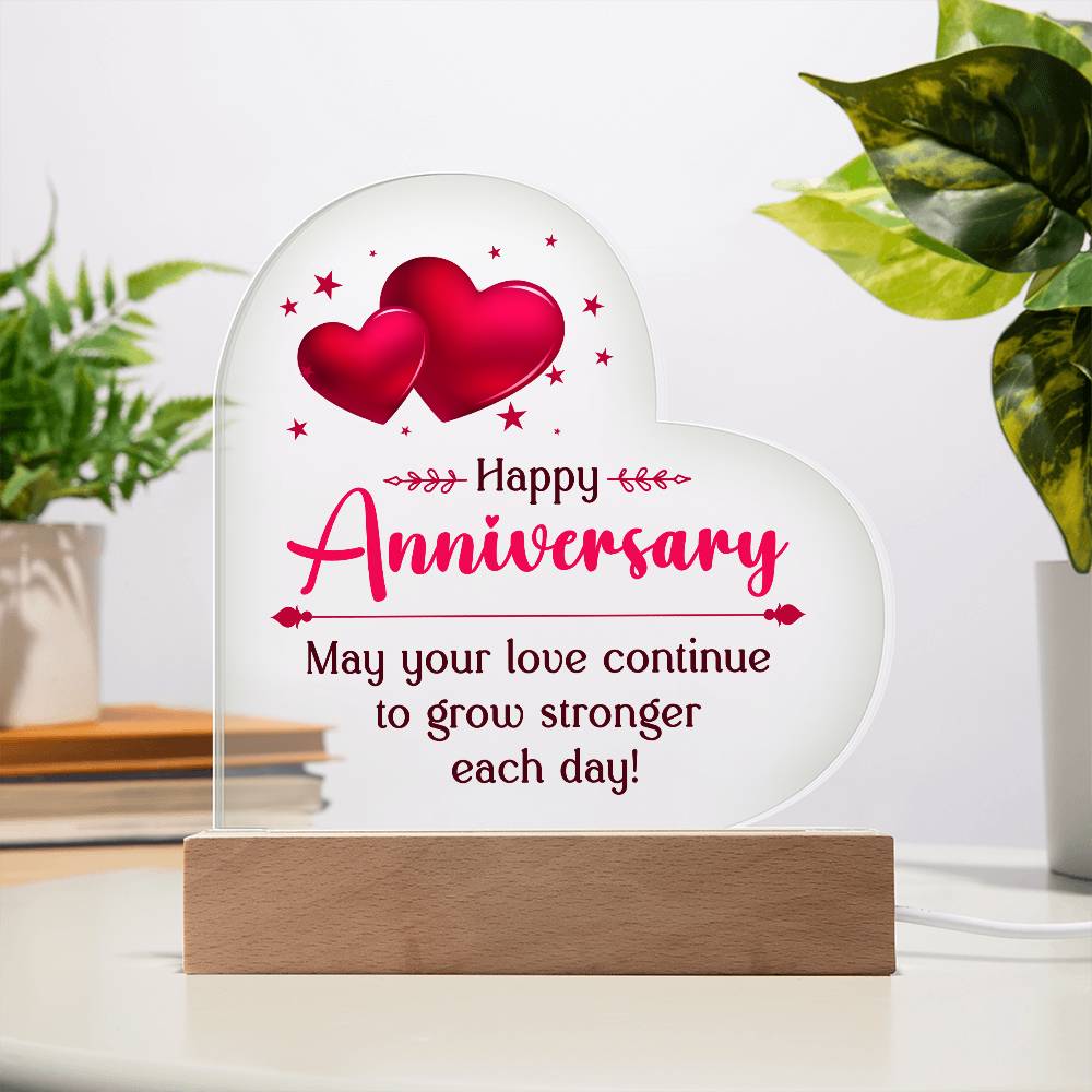 May Your Love Continue to Grow Printed Heart Shaped Acrylic Plaque-Express Your Love Gifts