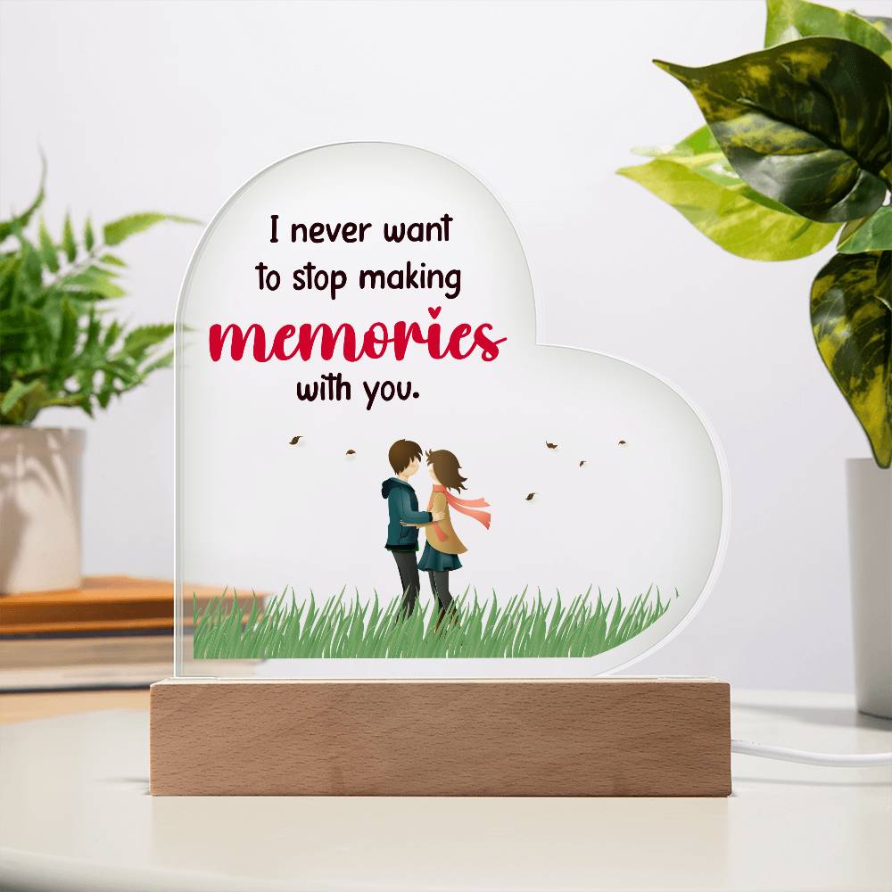 I Never Want to Stop Printed Heart Shaped Acrylic Plaque-Express Your Love Gifts