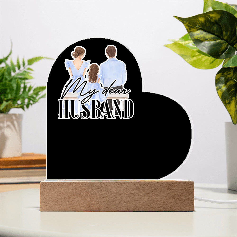 My Dear Husband Printed Heart Shaped Acrylic Plaque-Express Your Love Gifts