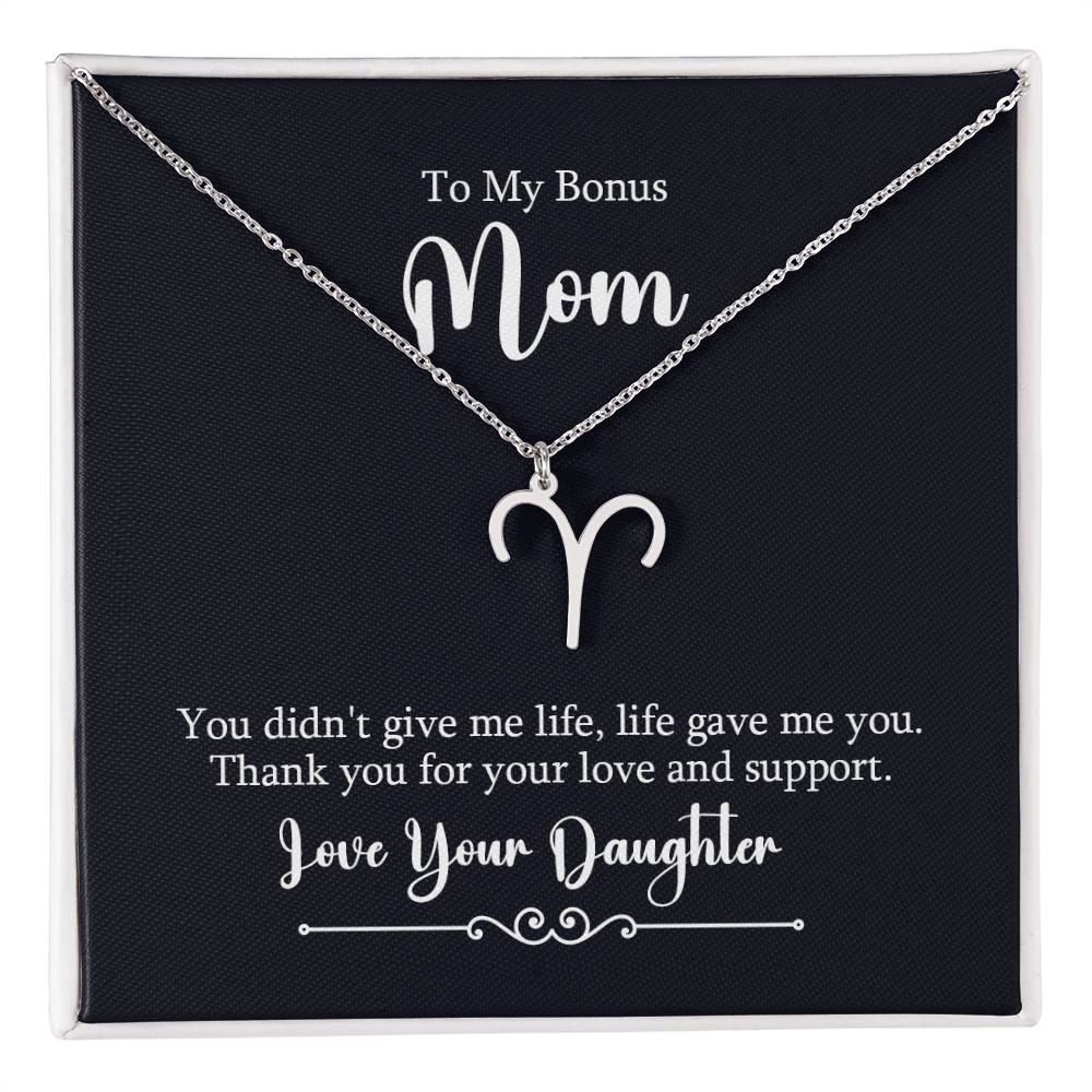 To My Bonus Mom Life Gave Me You Zodiac Name Necklace-Express Your Love Gifts