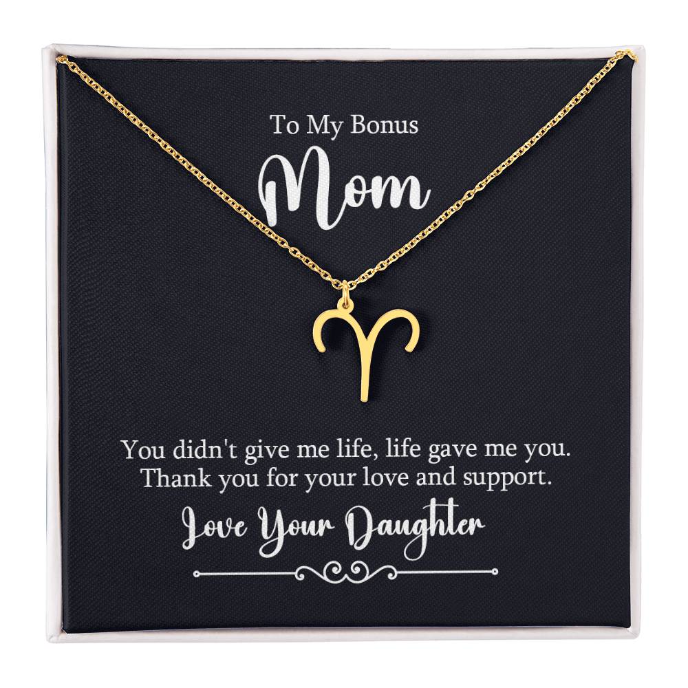 To My Bonus Mom Life Gave Me You Zodiac Name Necklace-Express Your Love Gifts