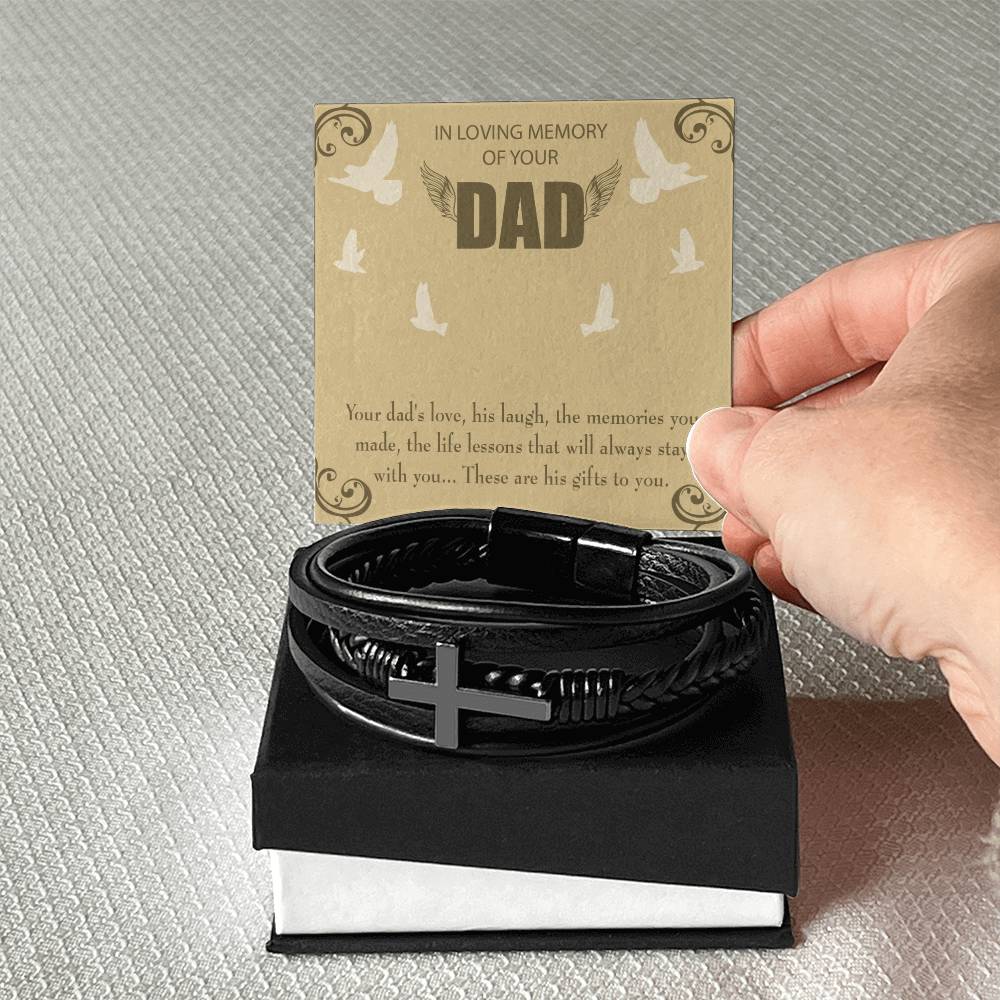 A Dad's Love Men's Cross Bracelet - Vegan Leather with Stainless Steel-Express Your Love Gifts