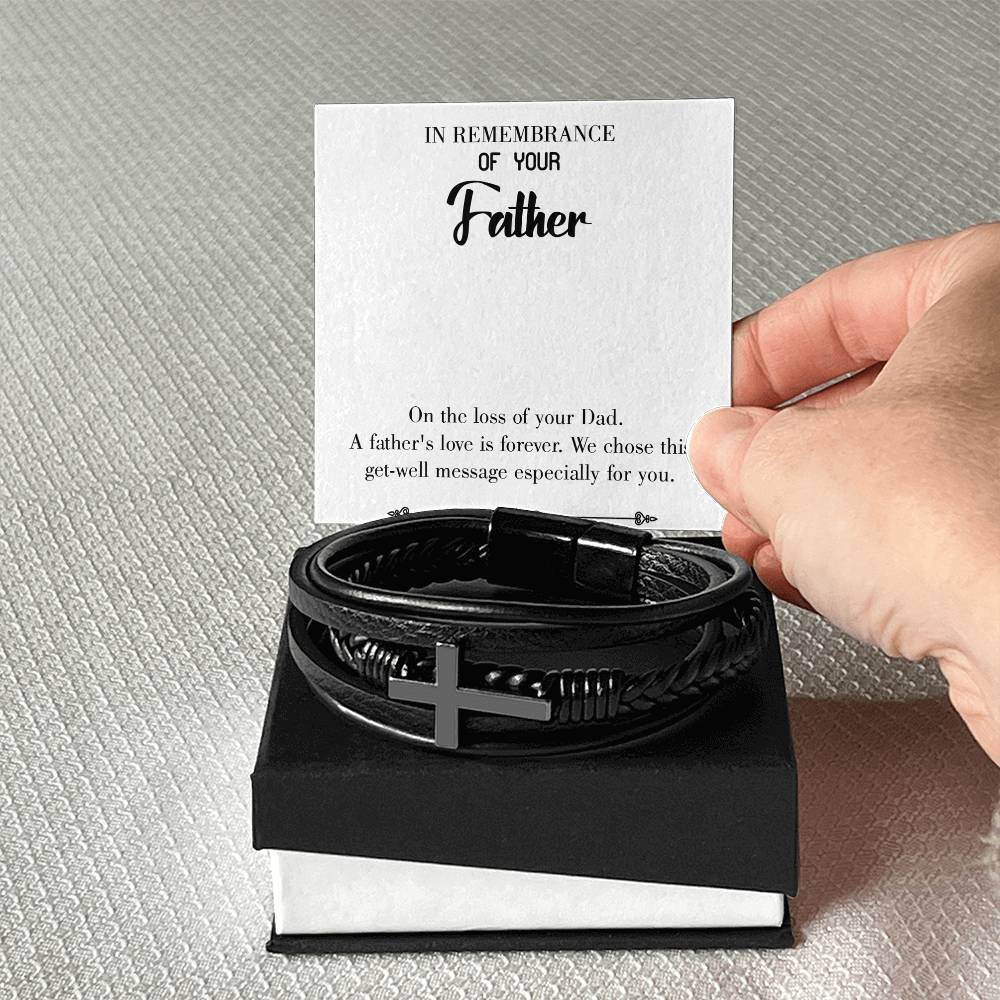 A Father's Love Men's Cross Bracelet - Vegan Leather with Stainless Steel-Express Your Love Gifts