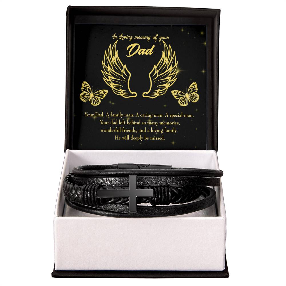 A Family Man Men&#39;s Cross Bracelet - Vegan Leather with Stainless Steel-Express Your Love Gifts