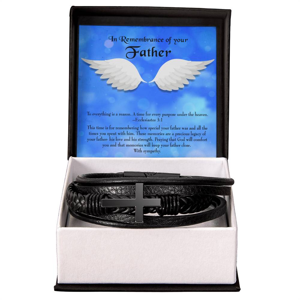 As You Honor Your Father Men&#39;s Cross Bracelet - Vegan Leather with Stainless Steel-Express Your Love Gifts