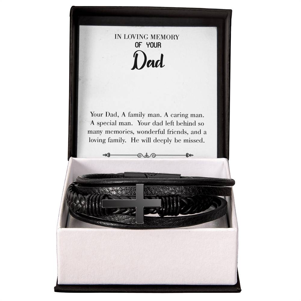 A Special Family Man Men's Cross Bracelet - Vegan Leather with Stainless Steel-Express Your Love Gifts