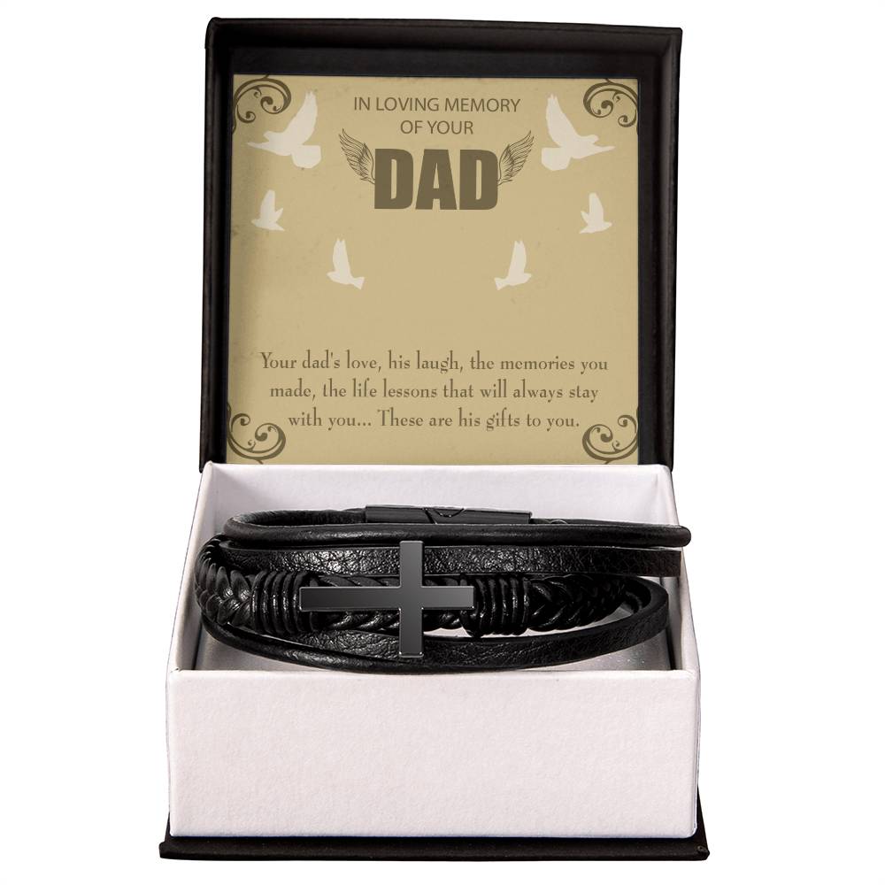 A Dad&#39;s Love Men&#39;s Cross Bracelet - Vegan Leather with Stainless Steel-Express Your Love Gifts