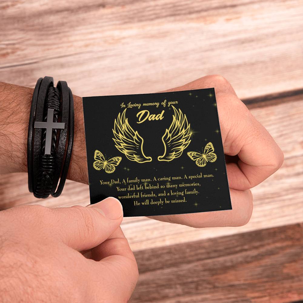 A Family Man Men's Cross Bracelet - Vegan Leather with Stainless Steel-Express Your Love Gifts