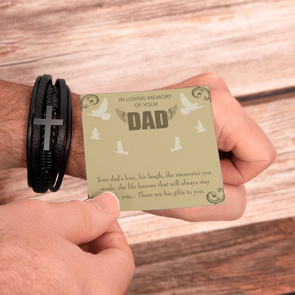 A Dad's Love Men's Cross Bracelet - Vegan Leather with Stainless Steel-Express Your Love Gifts