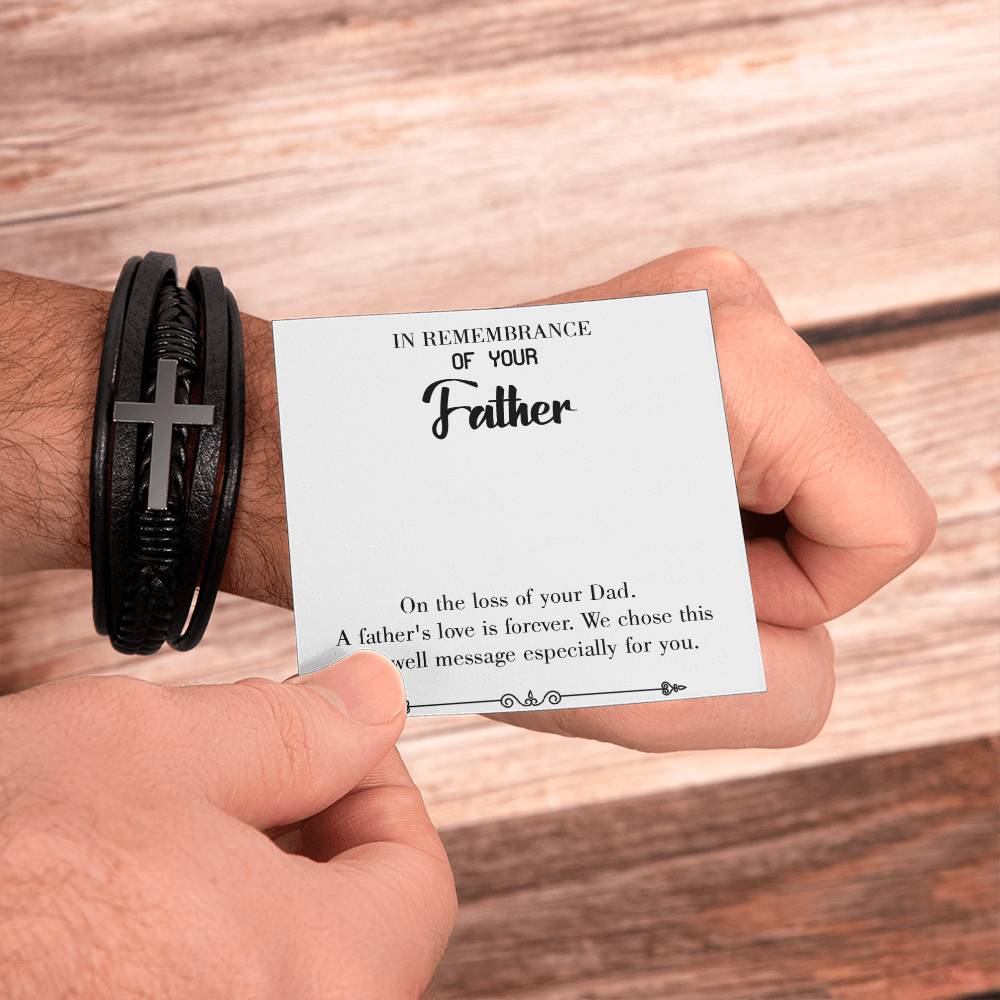 A Father's Love Men's Cross Bracelet - Vegan Leather with Stainless Steel-Express Your Love Gifts