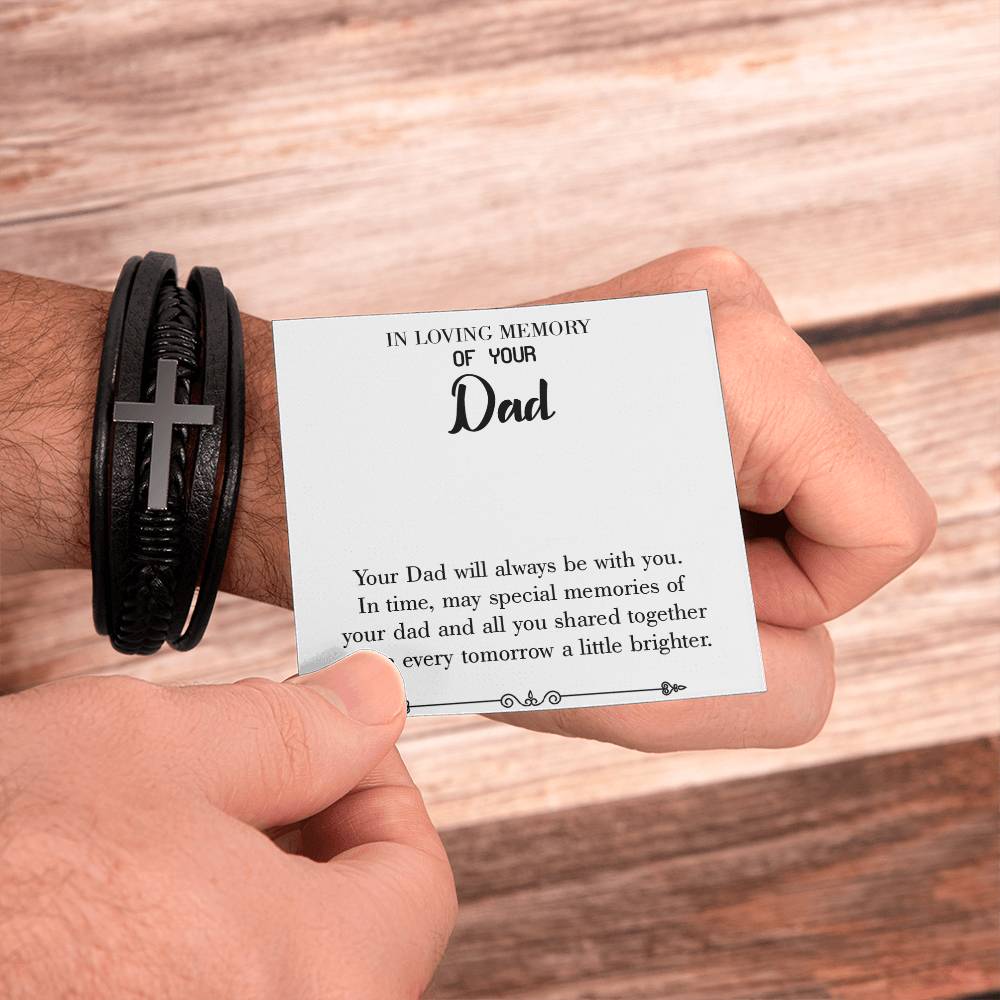 Always Be With You Men's Cross Bracelet - Vegan Leather with Stainless Steel-Express Your Love Gifts