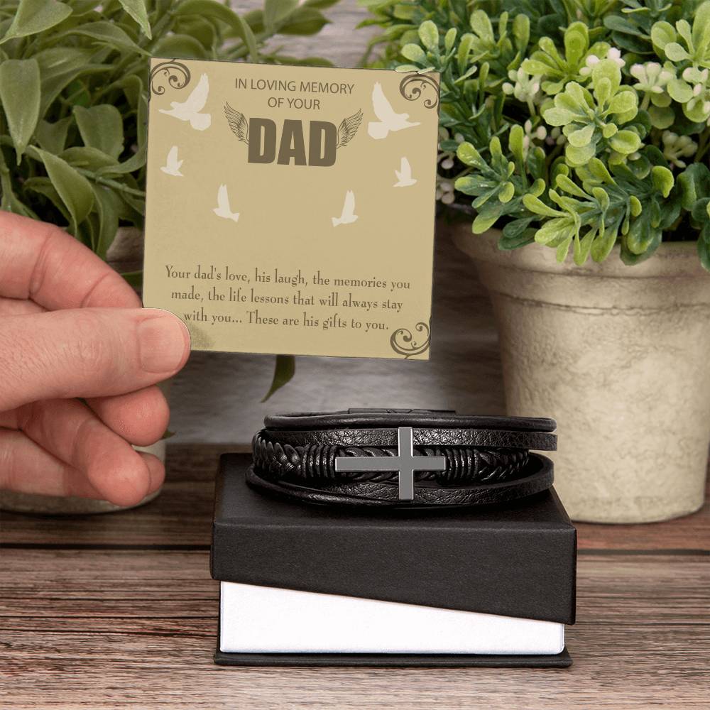 A Dad's Love Men's Cross Bracelet - Vegan Leather with Stainless Steel-Express Your Love Gifts