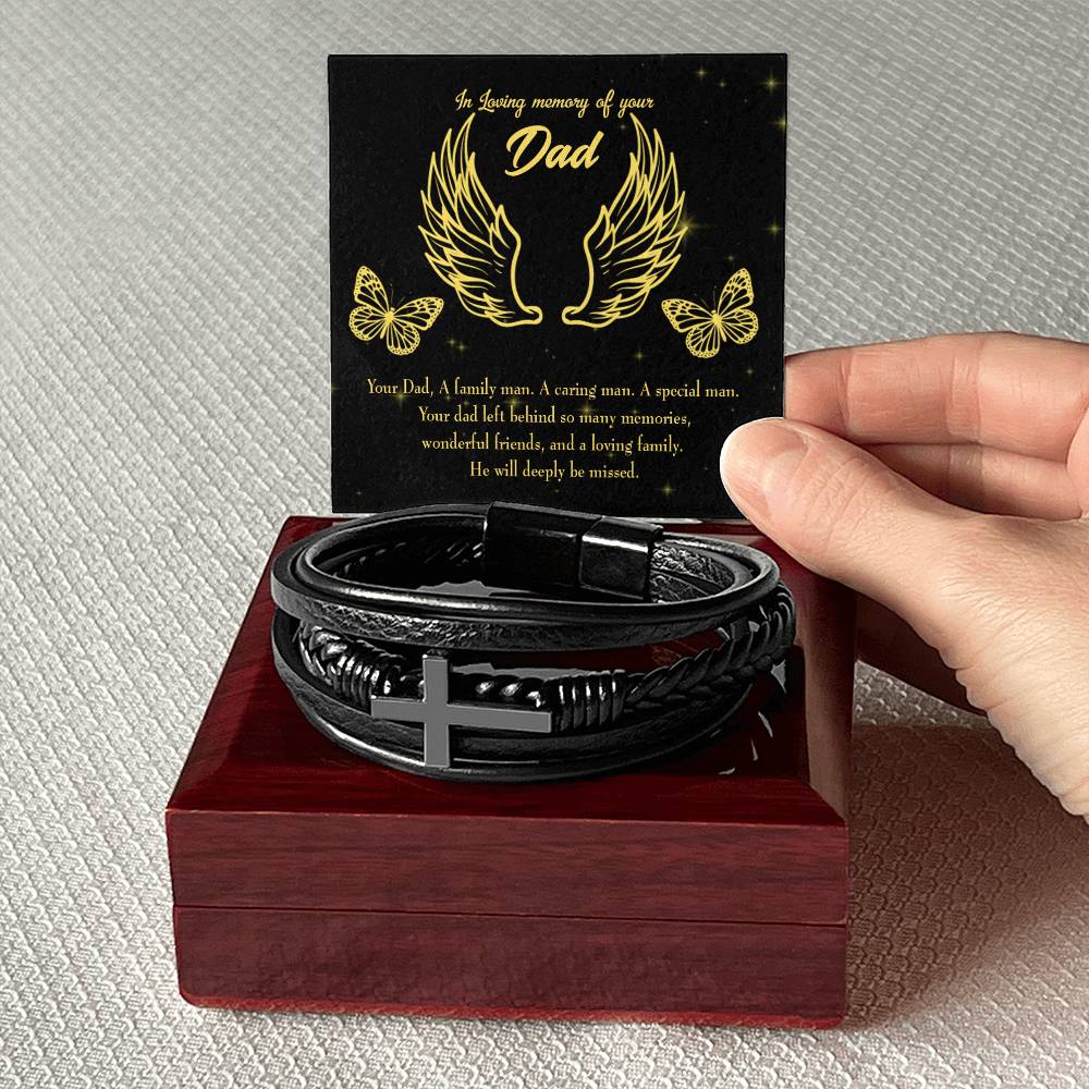 A Family Man Men's Cross Bracelet - Vegan Leather with Stainless Steel-Express Your Love Gifts