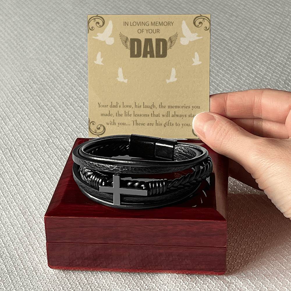 A Dad's Love Men's Cross Bracelet - Vegan Leather with Stainless Steel-Express Your Love Gifts