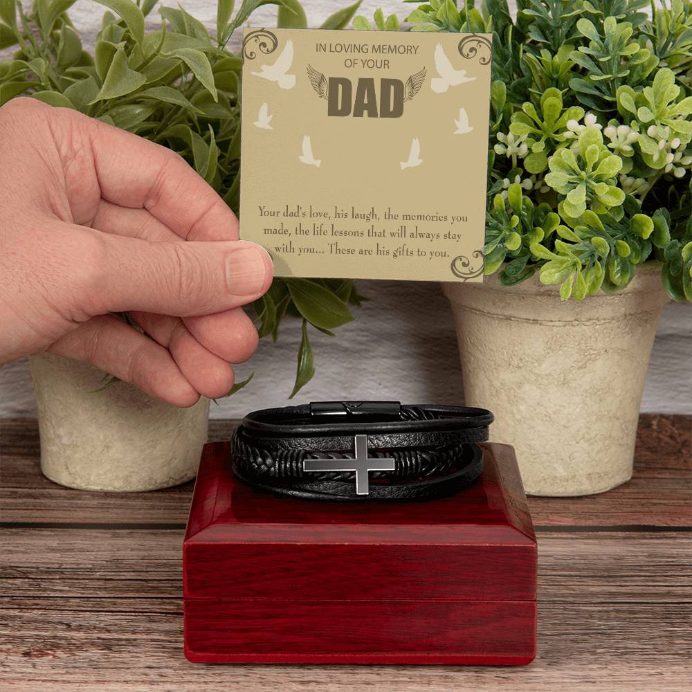 A Dad's Love Men's Cross Bracelet - Vegan Leather with Stainless Steel-Express Your Love Gifts