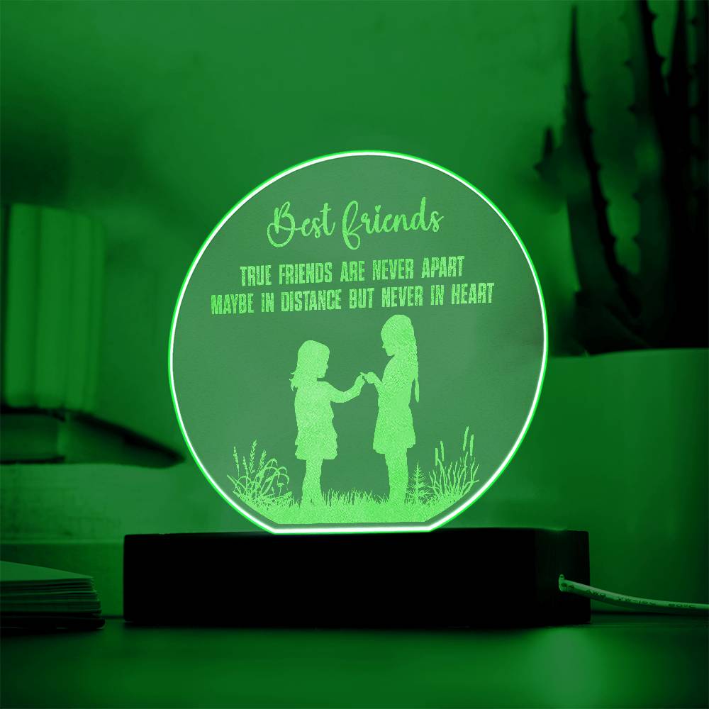 Best Friend True Friends Engraved Acrylic Circle Plaque are Never Apart-Express Your Love Gifts