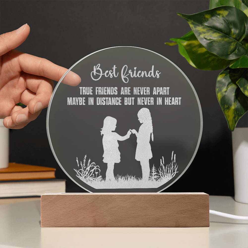 Best Friend True Friends Engraved Acrylic Circle Plaque are Never Apart-Express Your Love Gifts