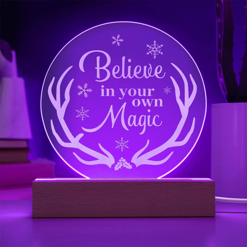 Believe In Engraved Acrylic Circle Plaque-Express Your Love Gifts