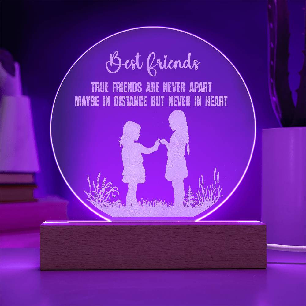 Best Friend True Friends Engraved Acrylic Circle Plaque are Never Apart-Express Your Love Gifts