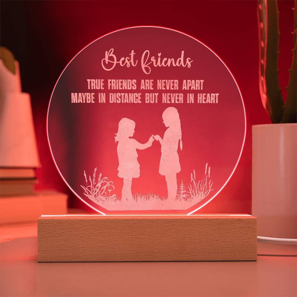 Best Friend True Friends Engraved Acrylic Circle Plaque are Never Apart-Express Your Love Gifts