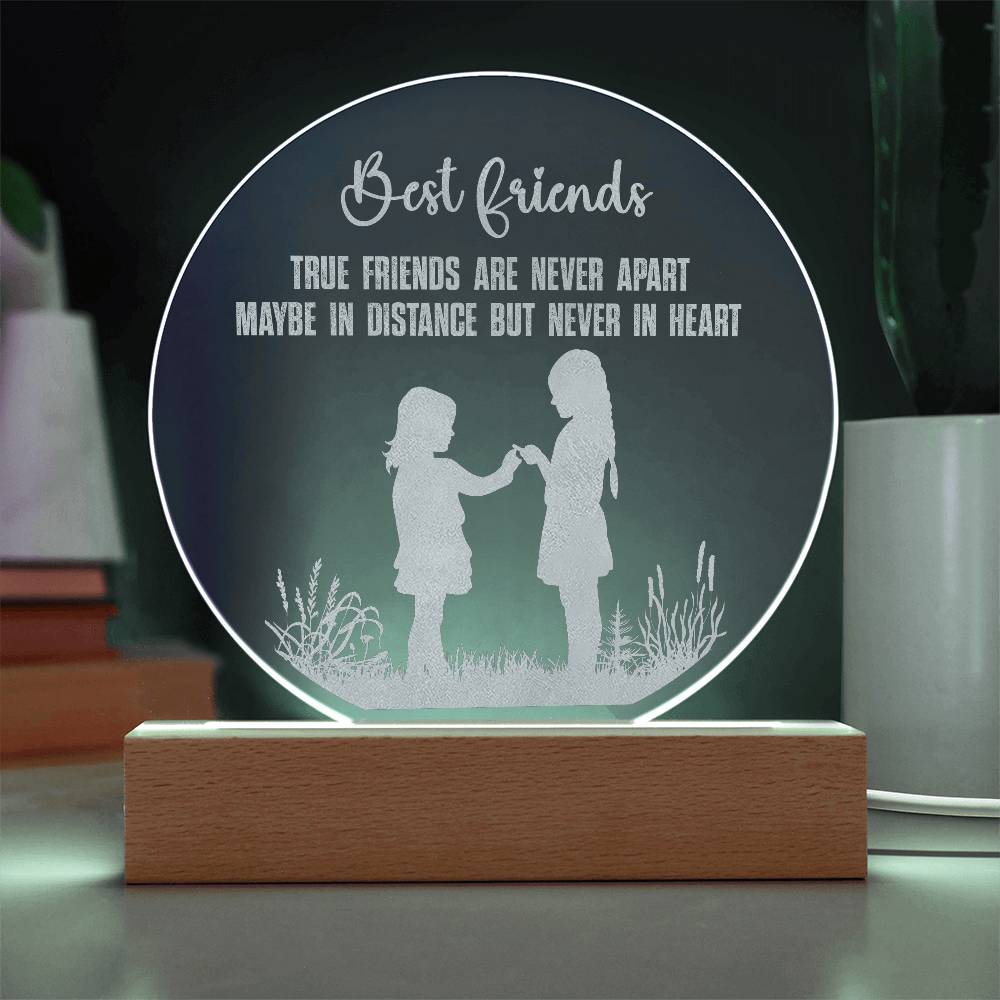 Best Friend True Friends Engraved Acrylic Circle Plaque are Never Apart-Express Your Love Gifts