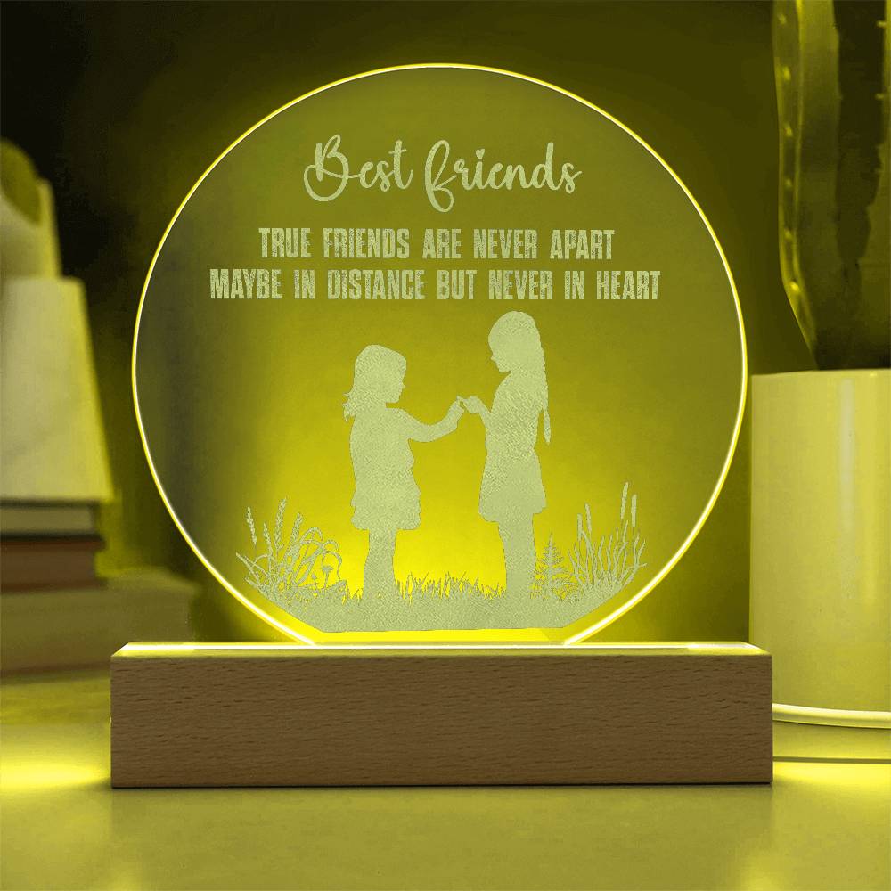 Best Friend True Friends Engraved Acrylic Circle Plaque are Never Apart-Express Your Love Gifts