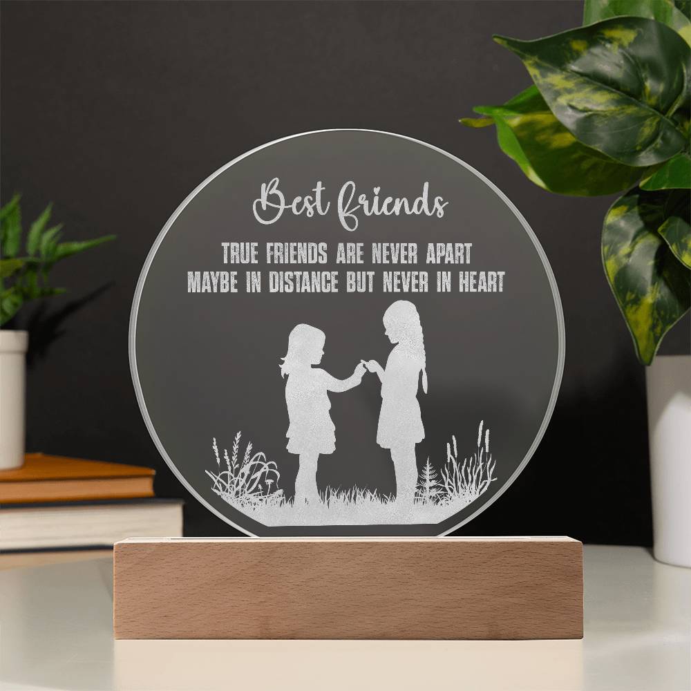 Best Friend True Friends Engraved Acrylic Circle Plaque are Never Apart-Express Your Love Gifts