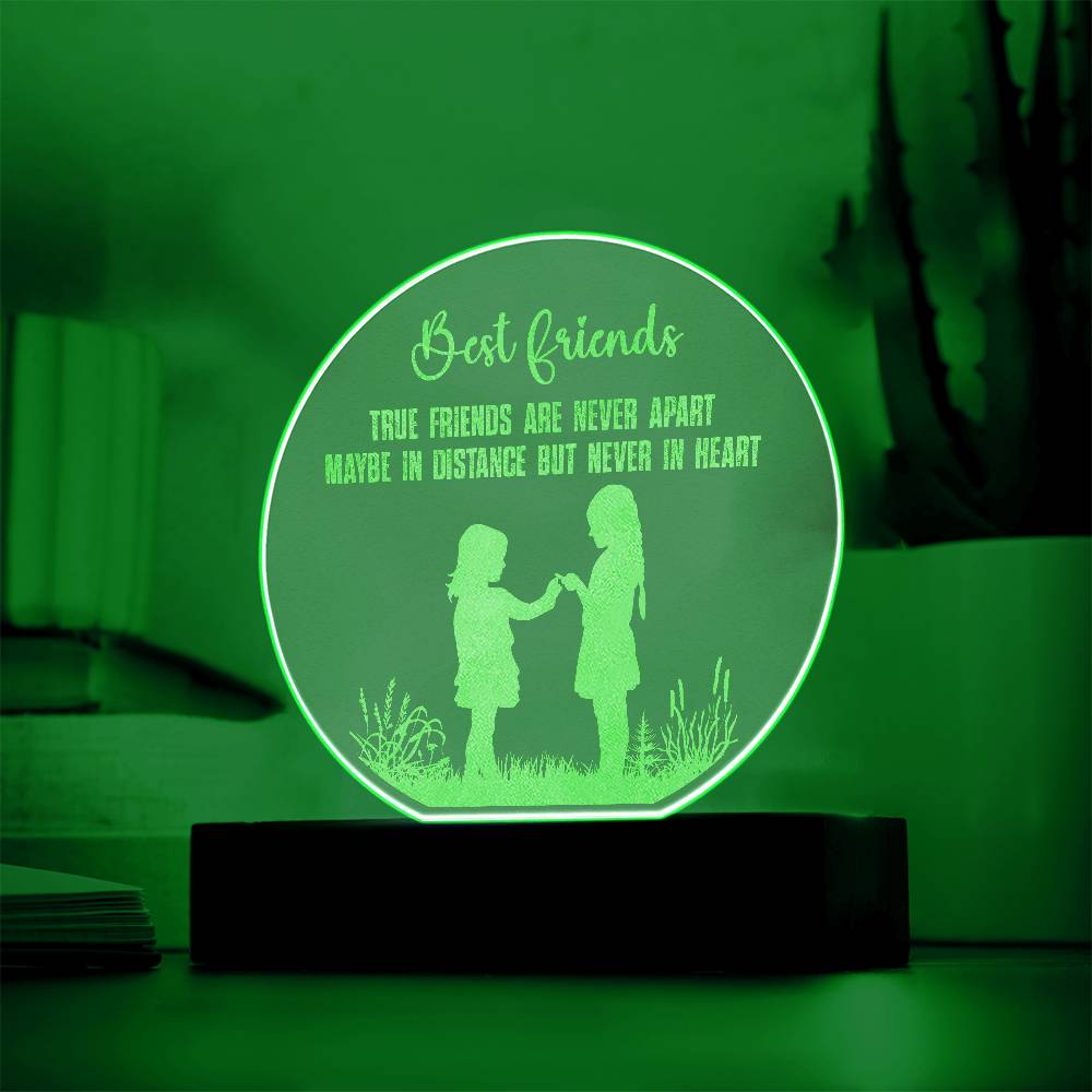 Best Friend True Friends Engraved Acrylic Circle Plaque are Never Apart-Express Your Love Gifts