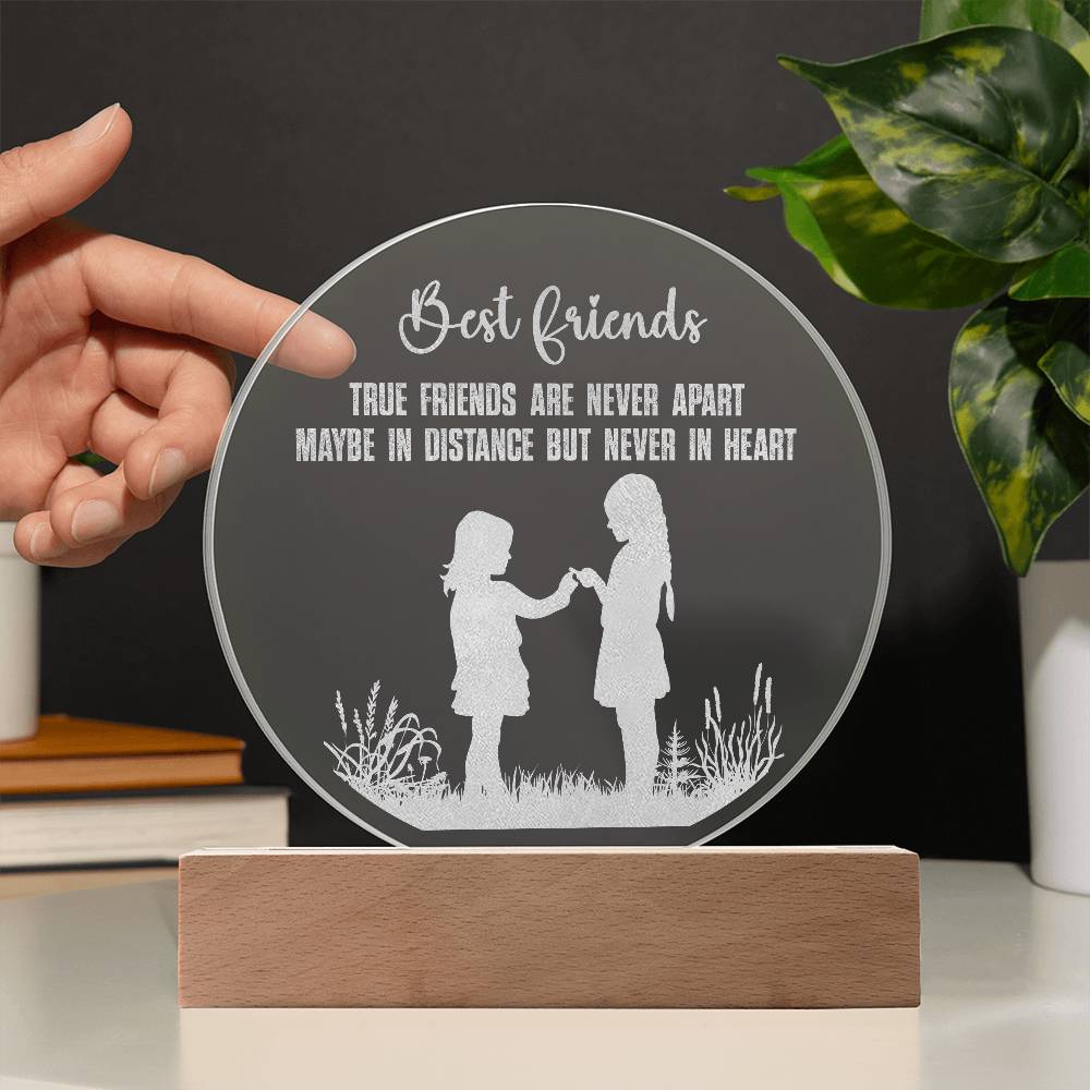 Best Friend True Friends Engraved Acrylic Circle Plaque are Never Apart-Express Your Love Gifts