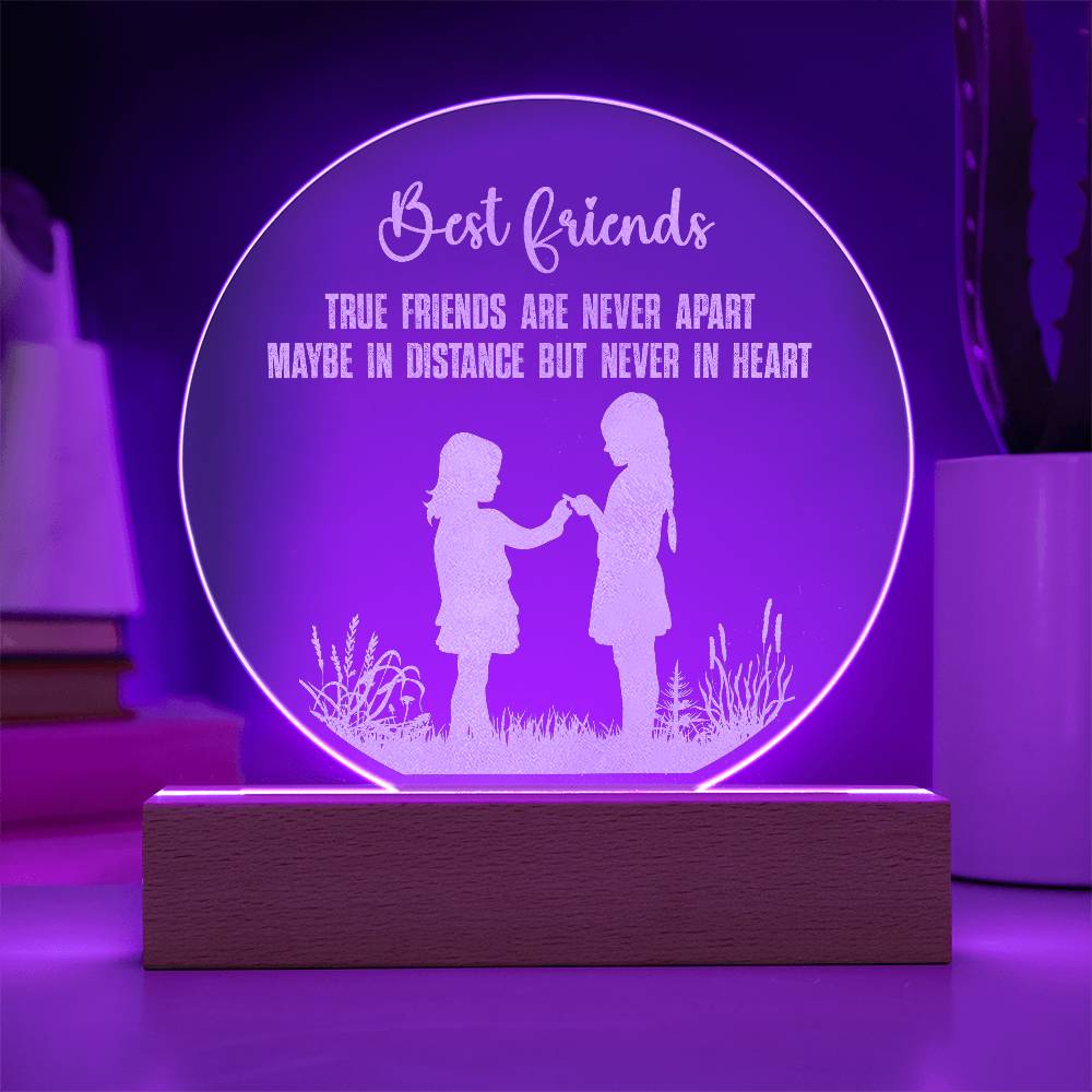 Best Friend True Friends Engraved Acrylic Circle Plaque are Never Apart-Express Your Love Gifts