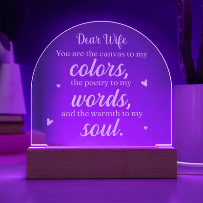 Dear Wife You Are The Canvas Engraved Acrylic Dome Plaque-Express Your Love Gifts