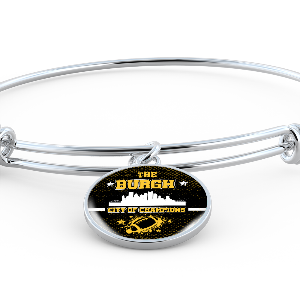 Burgh City of Champions Bracelet Stainless Steel or 18k Gold Circle Bangle-Express Your Love Gifts