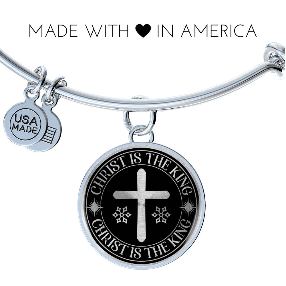 Christ is The King Mark 15:32 Bracelet Stainless Steel or 18k Gold Circle Bangle-Express Your Love Gifts