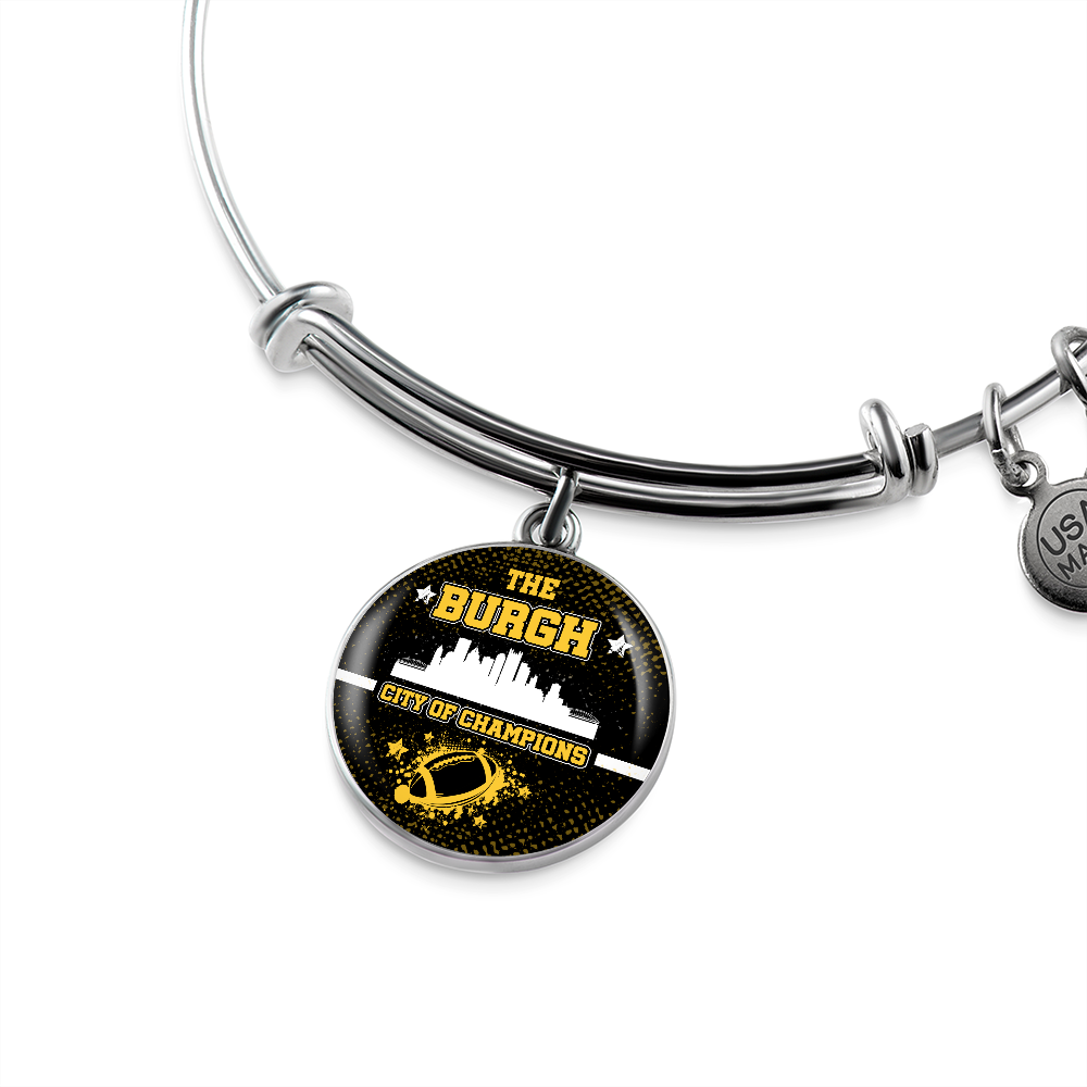 Burgh City of Champions Bracelet Stainless Steel or 18k Gold Circle Bangle-Express Your Love Gifts