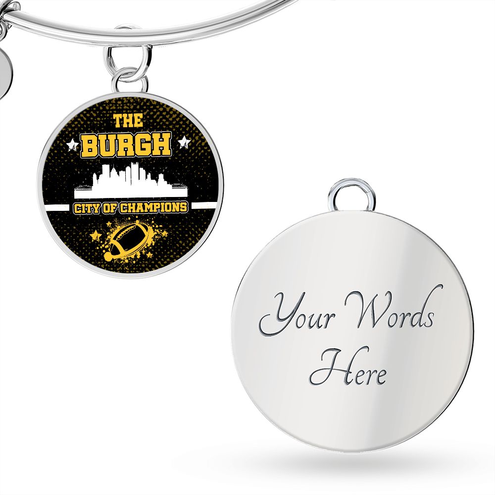 Burgh City of Champions Bracelet Stainless Steel or 18k Gold Circle Bangle-Express Your Love Gifts
