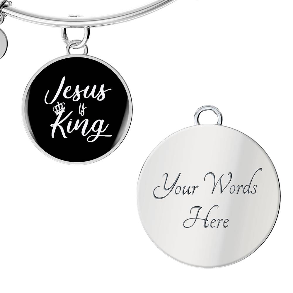 Jesus is King Matthew 28:18 Bracelet Stainless Steel or 18k Gold Circle Bangle-Express Your Love Gifts