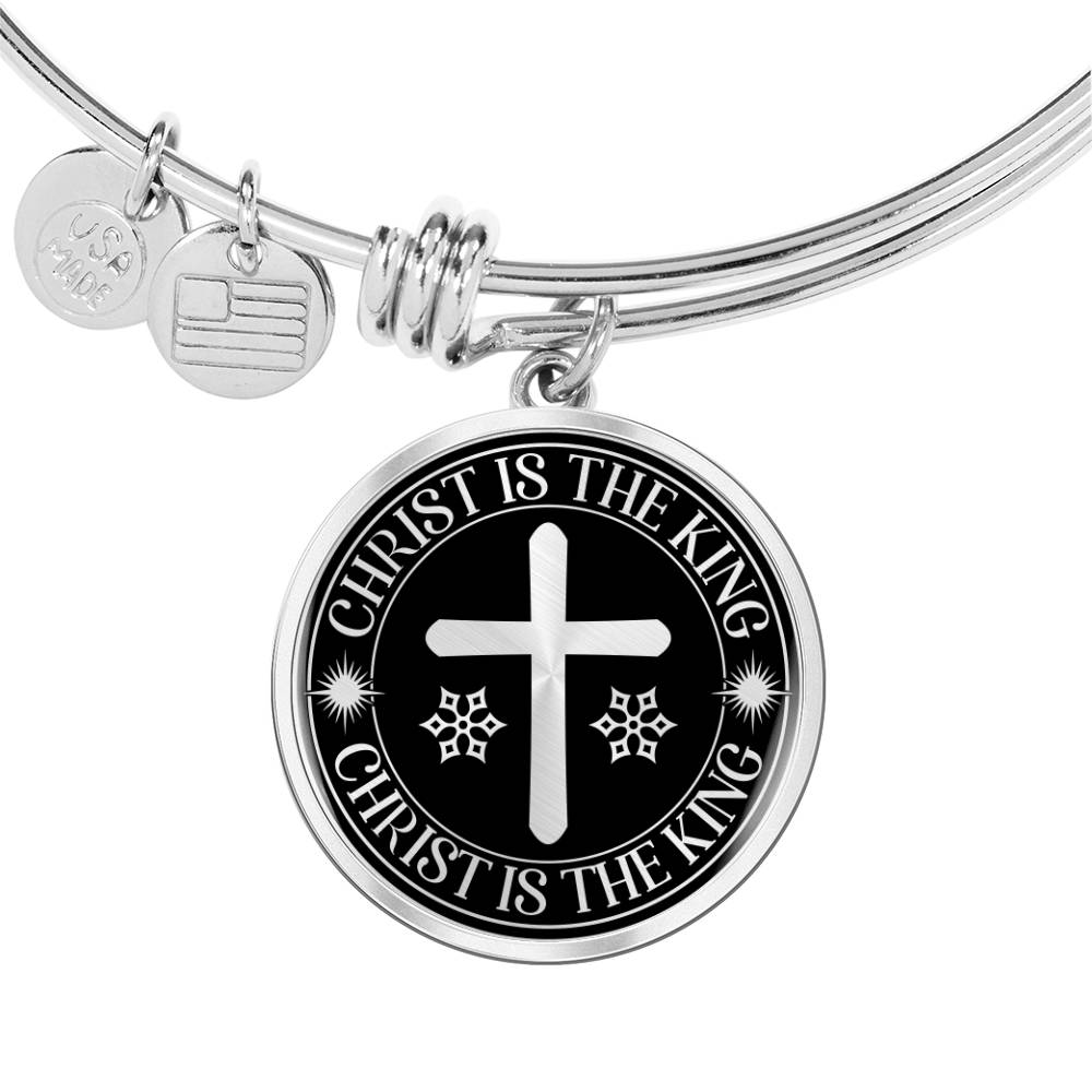 Christ is The King Mark 15:32 Bracelet Stainless Steel or 18k Gold Circle Bangle-Express Your Love Gifts